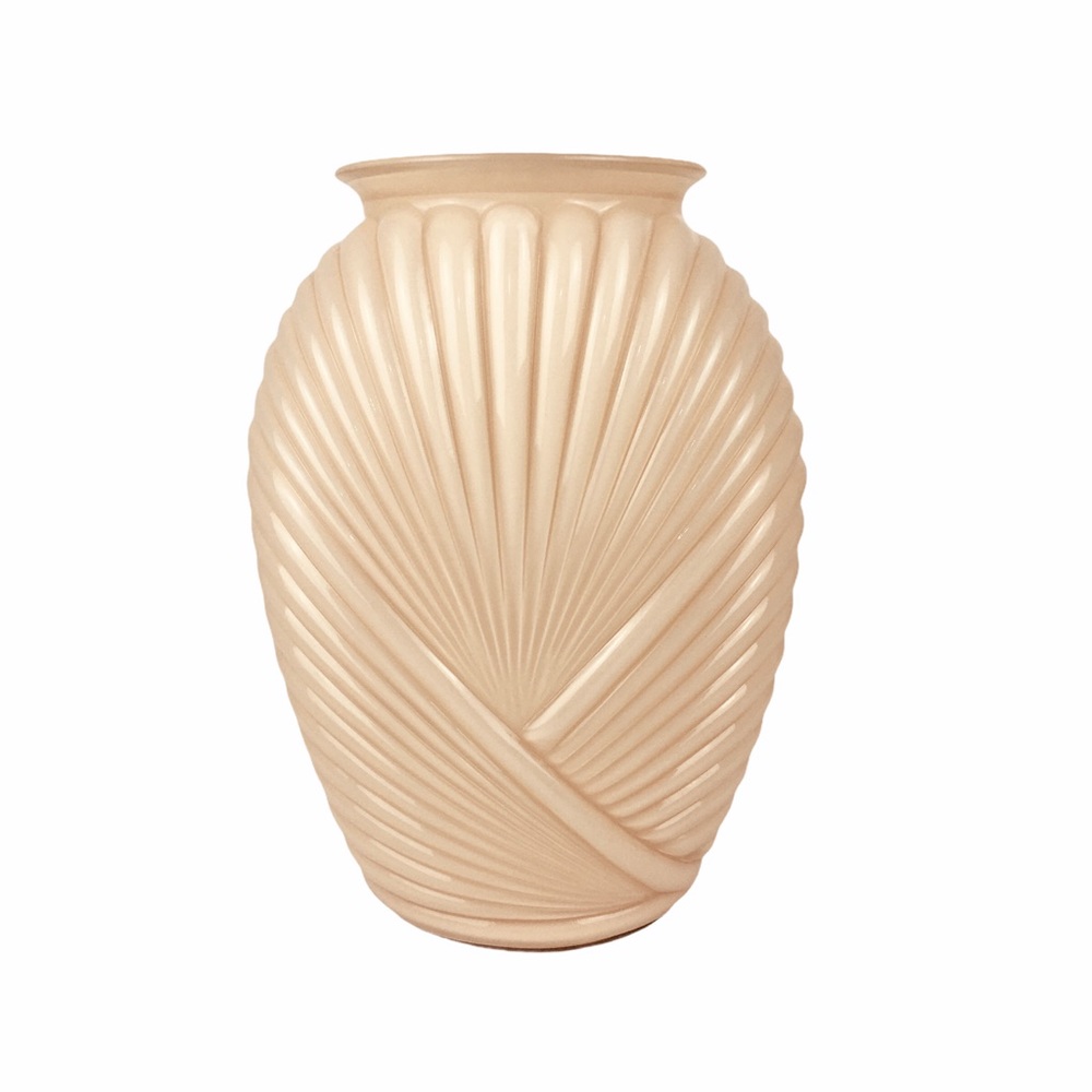 Vintage Anchor Hocking Peach Ribbed Vase